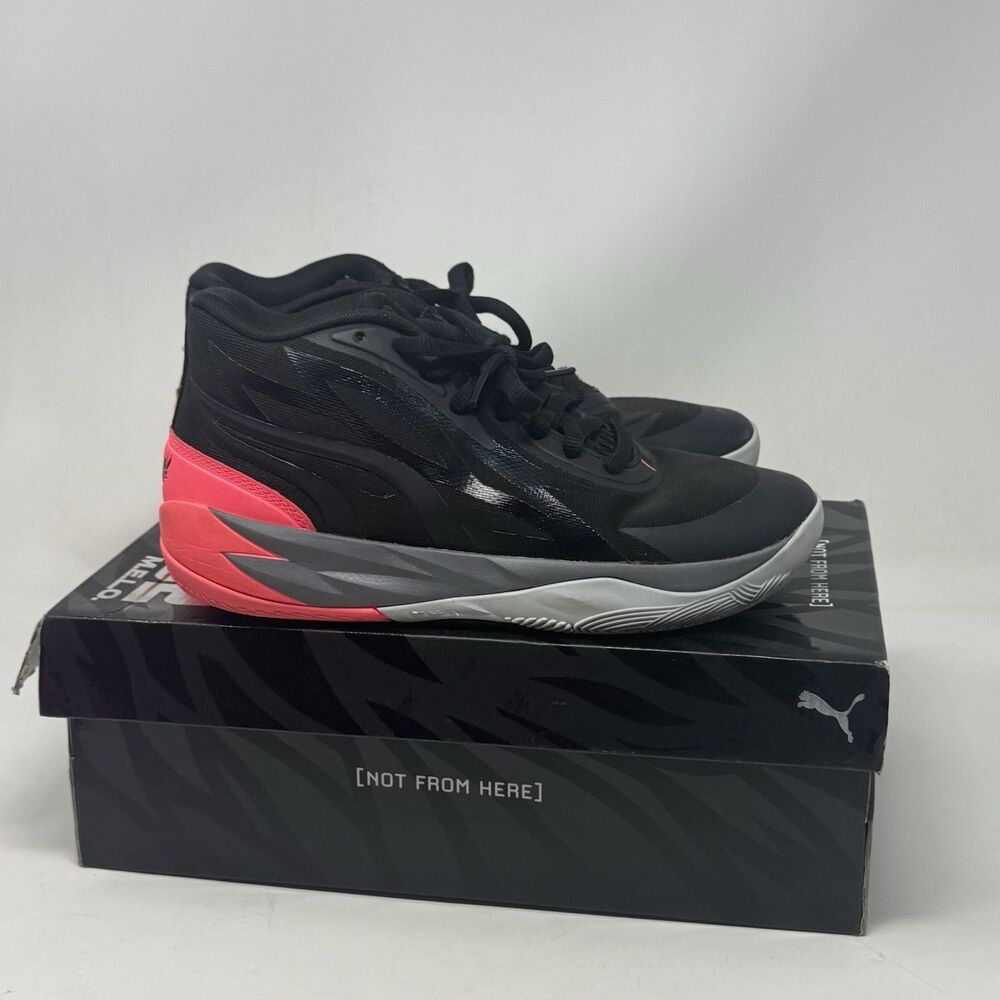 Puma LaMelo Ball MB.02 JR Flare GS Youth Boys Size 6.5 Black Sunset Glow Shoes